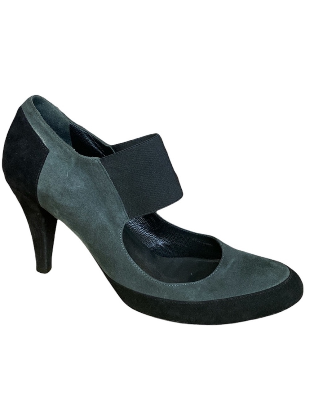 Hobbs Gray Black Suede Color-block Mary Jane pumps